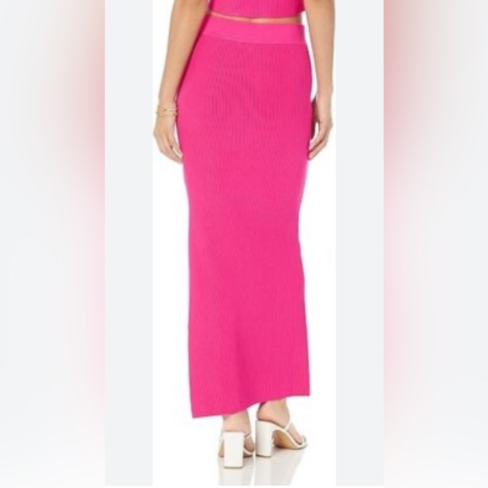 The Drop Hot Pink Knit Maxi Skirt Large NWT Ribbed Side Slit Barbiecore